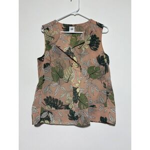 Cabi Blouse Womens Small Tropical Leaf Print Sleeveless Summer Top 5351
